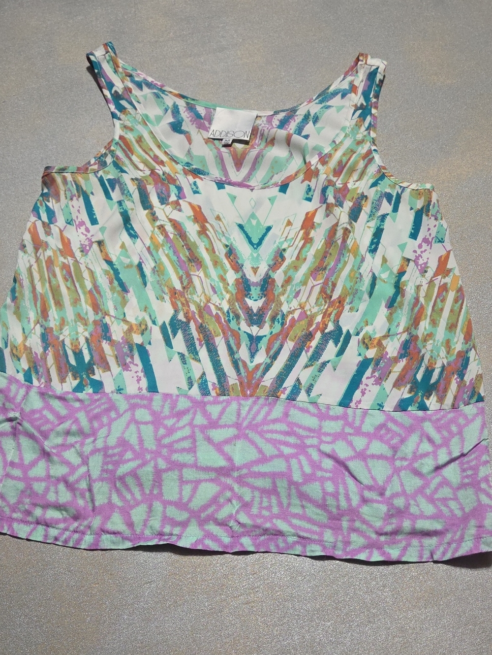 ADDISON Multicolor Cold-Shoulder Print Tank Top — Mint, Teal & Lavender